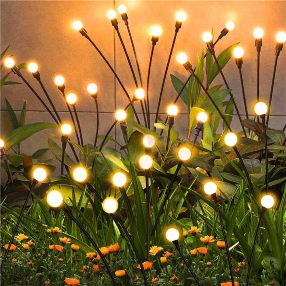 Solar Garden Lights Outdoor, 4 Pack Firefly Swaying Lights, Waterproof Garden